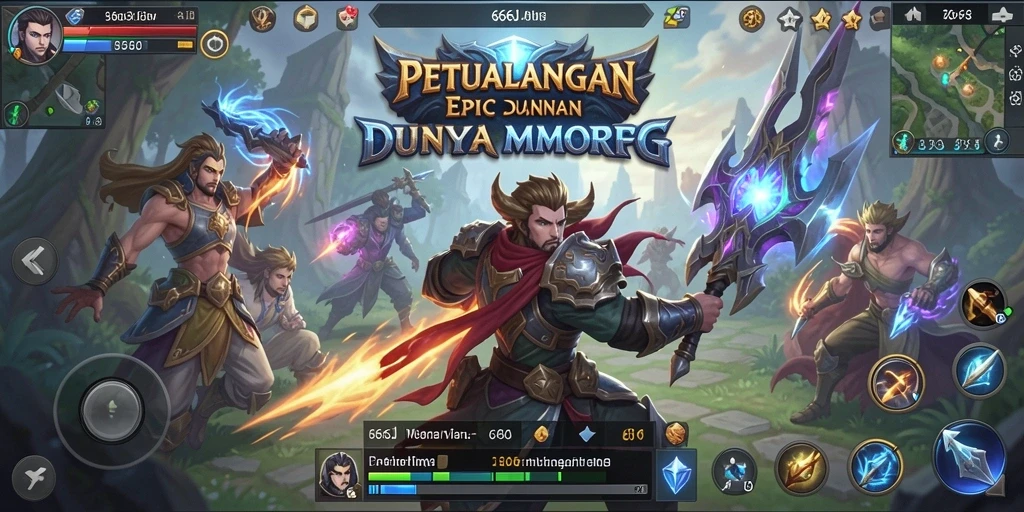 Tampilan gameplay epik dalam dunia MMORPG 666J.