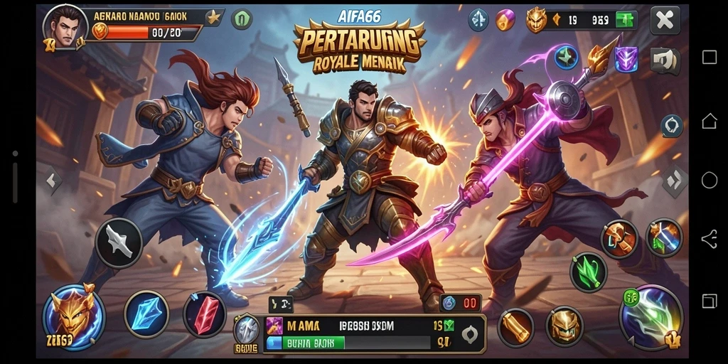 Screenshot gameplay AIFA66 menampilkan aksi Battle Royale mendebarkan.