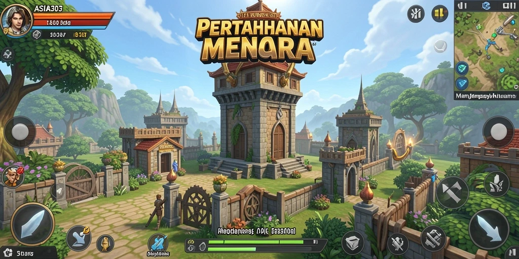 Tampilan gameplay ASIA303 dengan serangan menara yang mendebarkan.