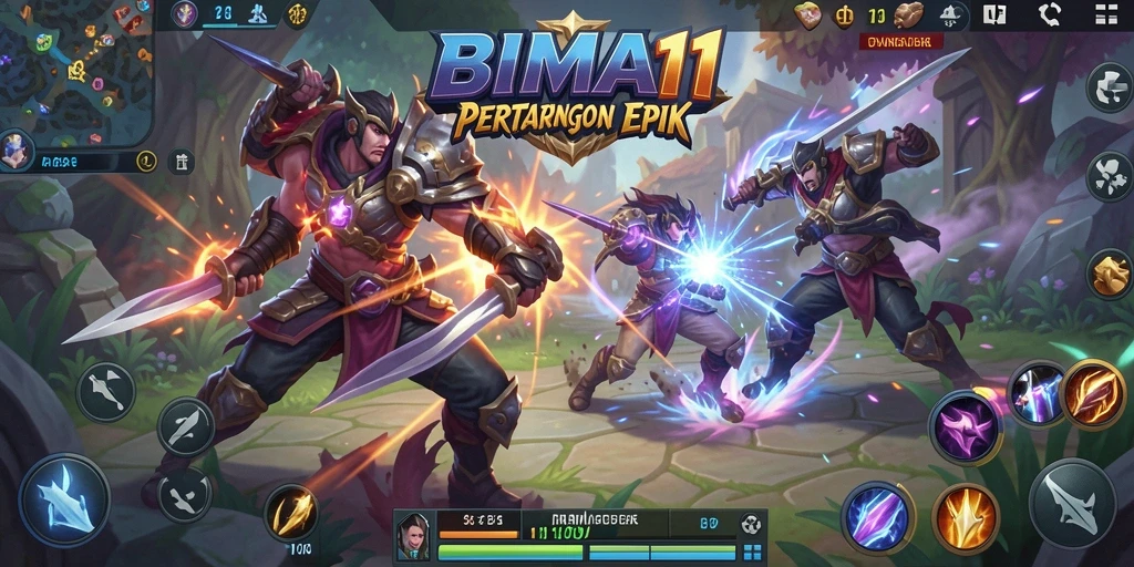 Screenshot gameplay <strong>BIMA11</strong> yang menampilkan aksi seru di arena tempur.