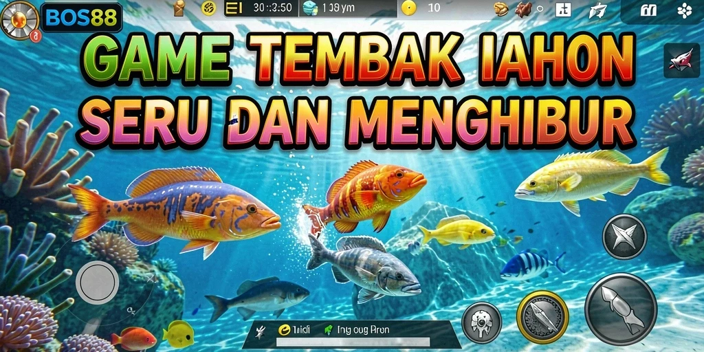 Tampilan gameplay Tembak Ikan yang menarik dan penuh warna.