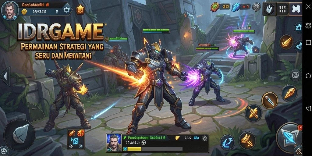 Gameplay IDRGAME menampilkan pertarungan strategis yang menegangkan.
