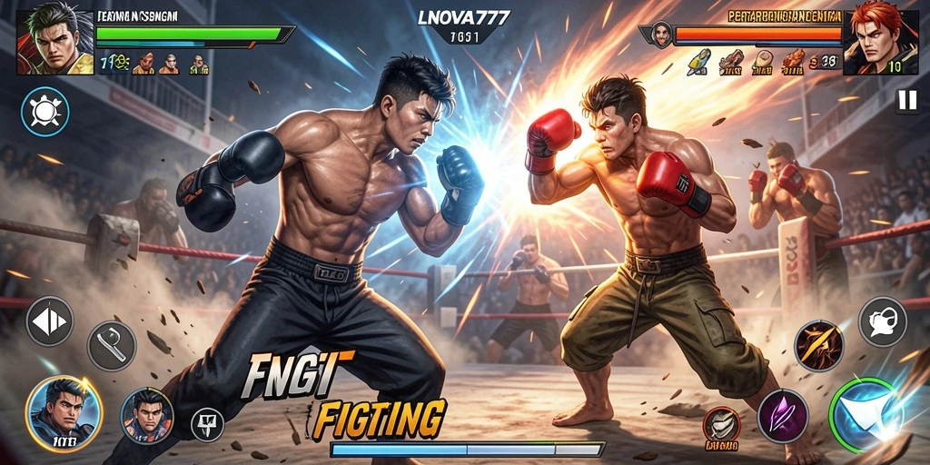 Gameplay LNOVA777 menampilkan pertarungan yang mendebarkan dengan karakter unik.