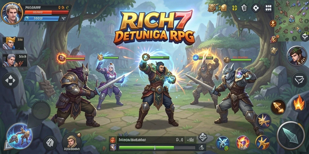 Tampilan gameplay seru dalam RICH7 yang penuh aksi RPG.